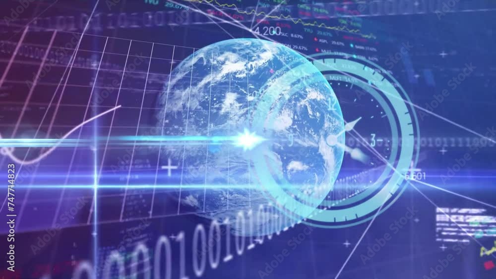 Animation of financial data processing over binary coding and clock on grid Animation of financial data processing over binary coding and clock on grid