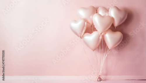 Valentine day background with heart shaped balloons photo