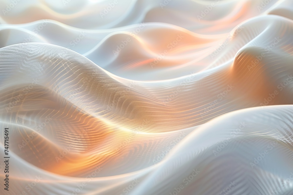 Abstract wavy texture in white with subtle orange glow ideal for background or concepts of fluidity and motion.
Abstract wavy texture in white with subtle orange glow ideal for background or concepts of fluidity and motion.