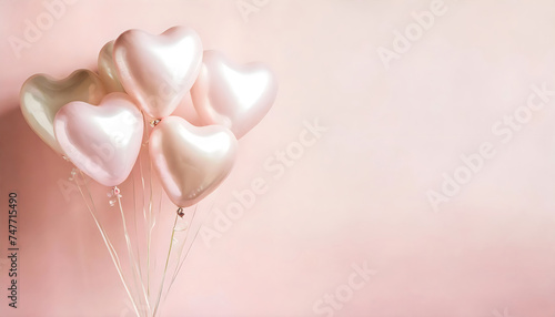 Valentine day background with heart shaped balloons photo