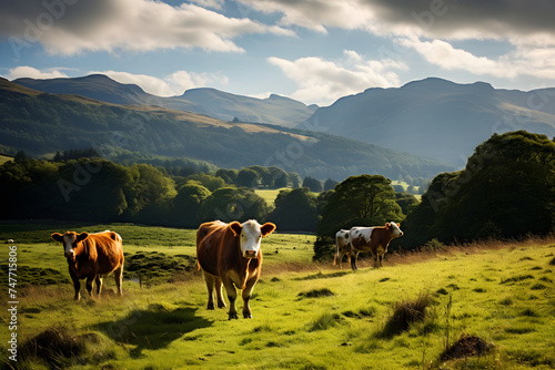 Idyllic Countryside: A Pictorial Representation of Grazing Ayrshire Cows