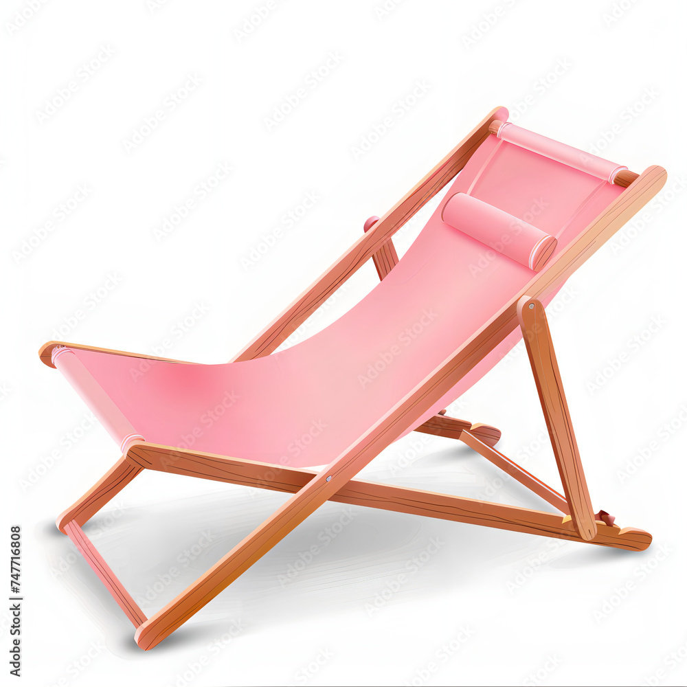 pink beach chair vector on white background