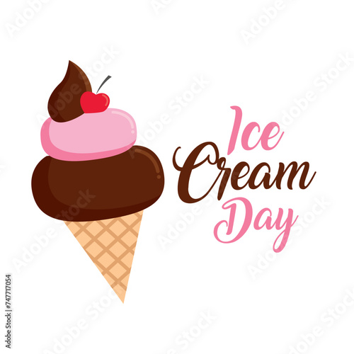 Ice cream day vector illustration. Ice Cream Day themes design concept with flat style vector illustration. Suitable for greeting card, poster and banner. Suitable for business asset design