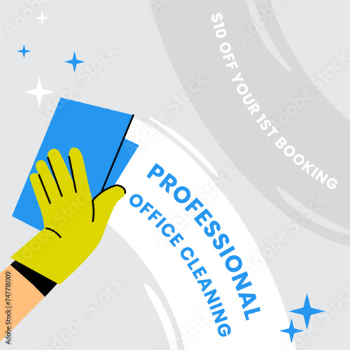 Professional office cleaning service, promo banner