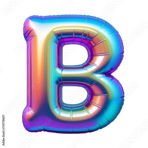 Letter B Iridescent Typeface Balloon, whimsically Inflated Alphabet Illustration (ID: 747718657)