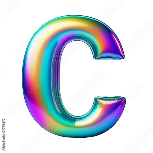Letter C Iridescent Typeface Balloon, whimsically Inflated Alphabet Illustration (ID: 747718670)