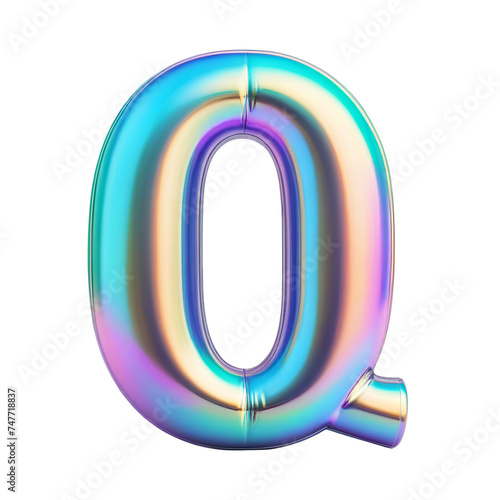 Letter Q Iridescent Typeface Balloon, whimsically Inflated Alphabet Illustration (ID: 747718837)