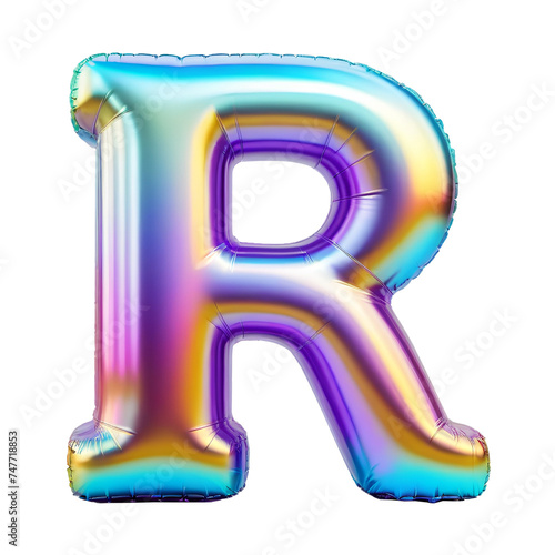 Letter R Iridescent Typeface Balloon, whimsically Inflated Alphabet Illustration (ID: 747718853)