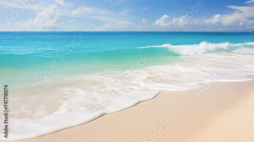Beautiful Soft blue ocean wave on fine sandy beach © Syahrul Zidane A