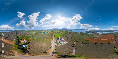 Foto 360 photo, Buu Minh Pagoda, Bien Ho tea field, in Gia Lai Province, Viet Nam