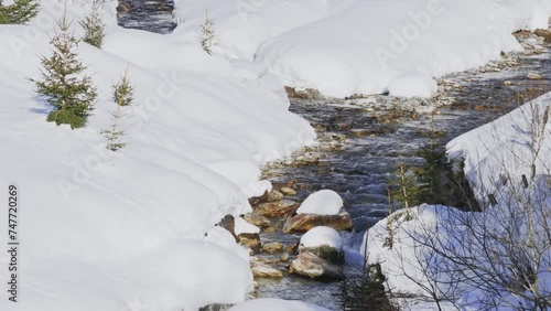 Wallpaper Mural Tranquil Winter Mountain Sanctuary. Snow-Blessed Forest and Sunlit Trees in Winter Splendor. mountain spring in the snow Torontodigital.ca