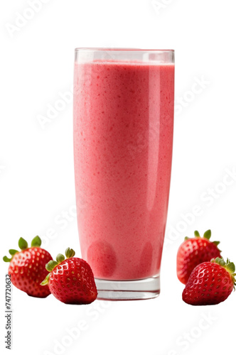 Strawberry smoothies on transparent background