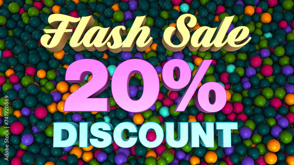 High Angle View Flash Sale 20 Percent Discount 3d Lettering On Turquoise Green Colorful Ball Pit Balls Background 3d Rendering High Angle View Flash Sale 20 Percent Discount 3d Lettering On Turquoise Green Colorful Ball Pit Balls Background 3d Rendering