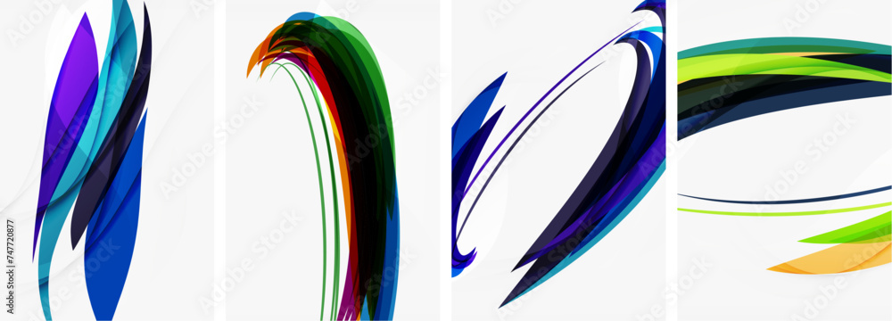 Obraz premium Colorful wave lines poster set for wallpaper, business card, cover, poster, banner, brochure, header, website