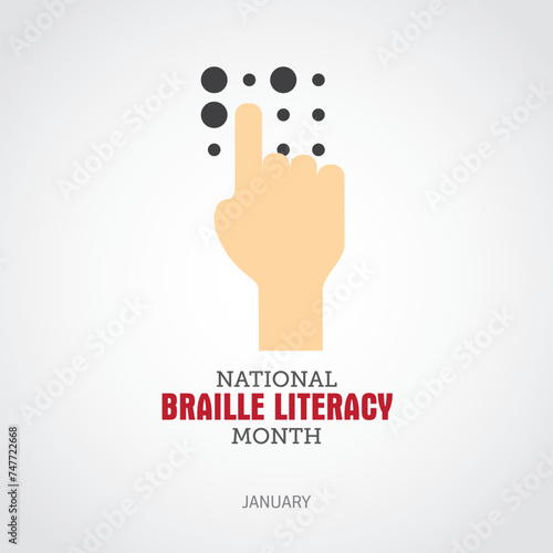 National Braille Literacy Month Vector Illustration.  Braille Literacy Month themes design concept with flat style vector illustration. Suitable for greeting card, poster and banner. 