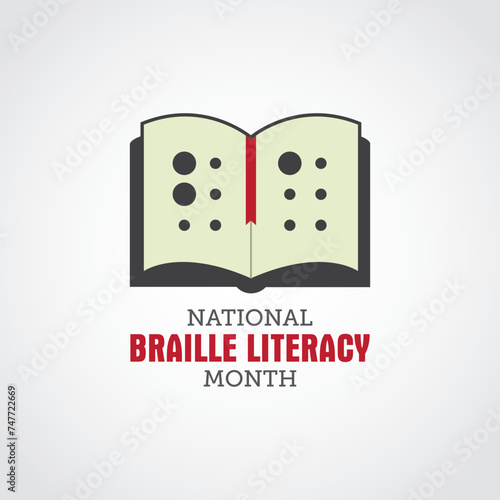 National Braille Literacy Month Vector Illustration.  Braille Literacy Month themes design concept with flat style vector illustration. Suitable for greeting card, poster and banner. 