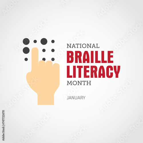 National Braille Literacy Month Vector Illustration.  Braille Literacy Month themes design concept with flat style vector illustration. Suitable for greeting card, poster and banner. 