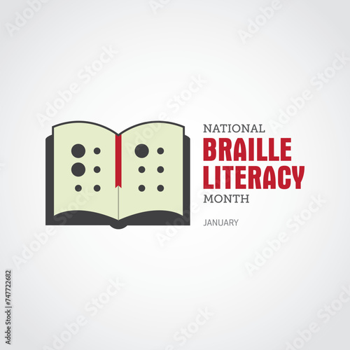 National Braille Literacy Month Vector Illustration.  Braille Literacy Month themes design concept with flat style vector illustration. Suitable for greeting card, poster and banner. 