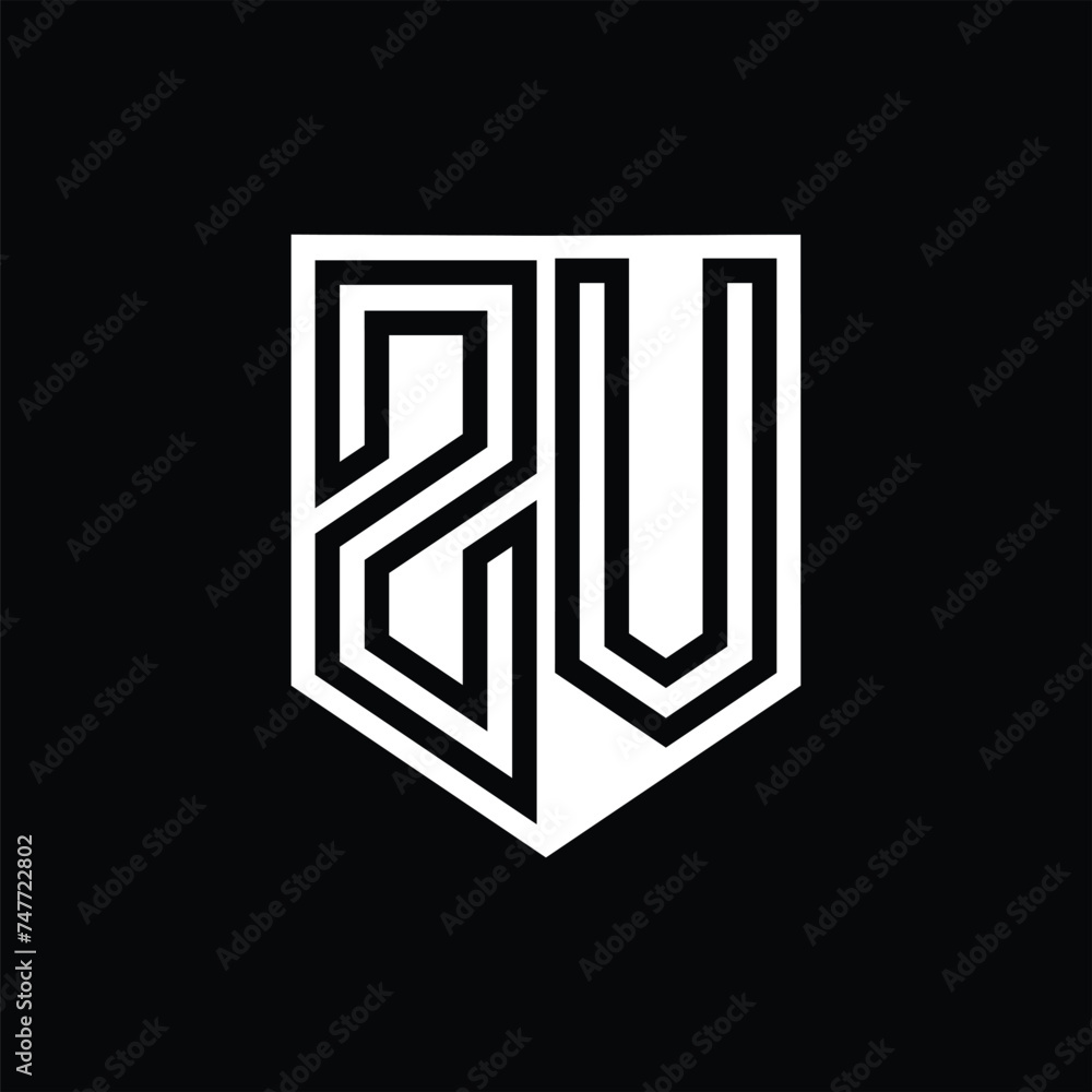 ZV Letter Logo monogram shield geometric line inside shield design template ZV Letter Logo monogram shield geometric line inside shield design template