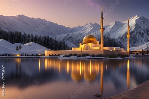 lake bled mosque photo