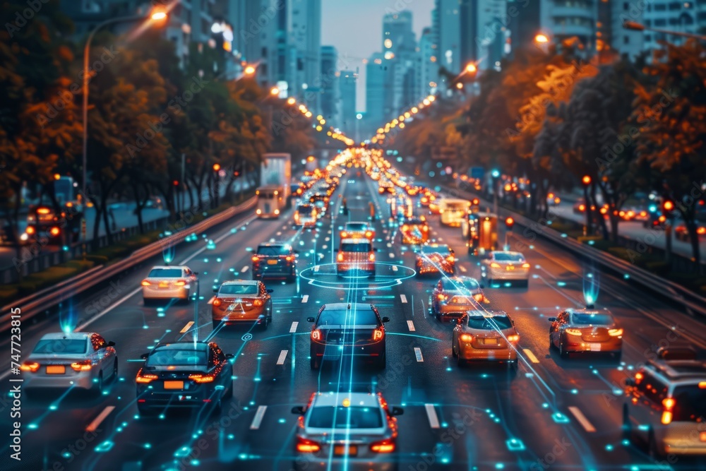 Autonomous transportation systems for reducing traffic congestion - obrazy, fototapety, plakaty 