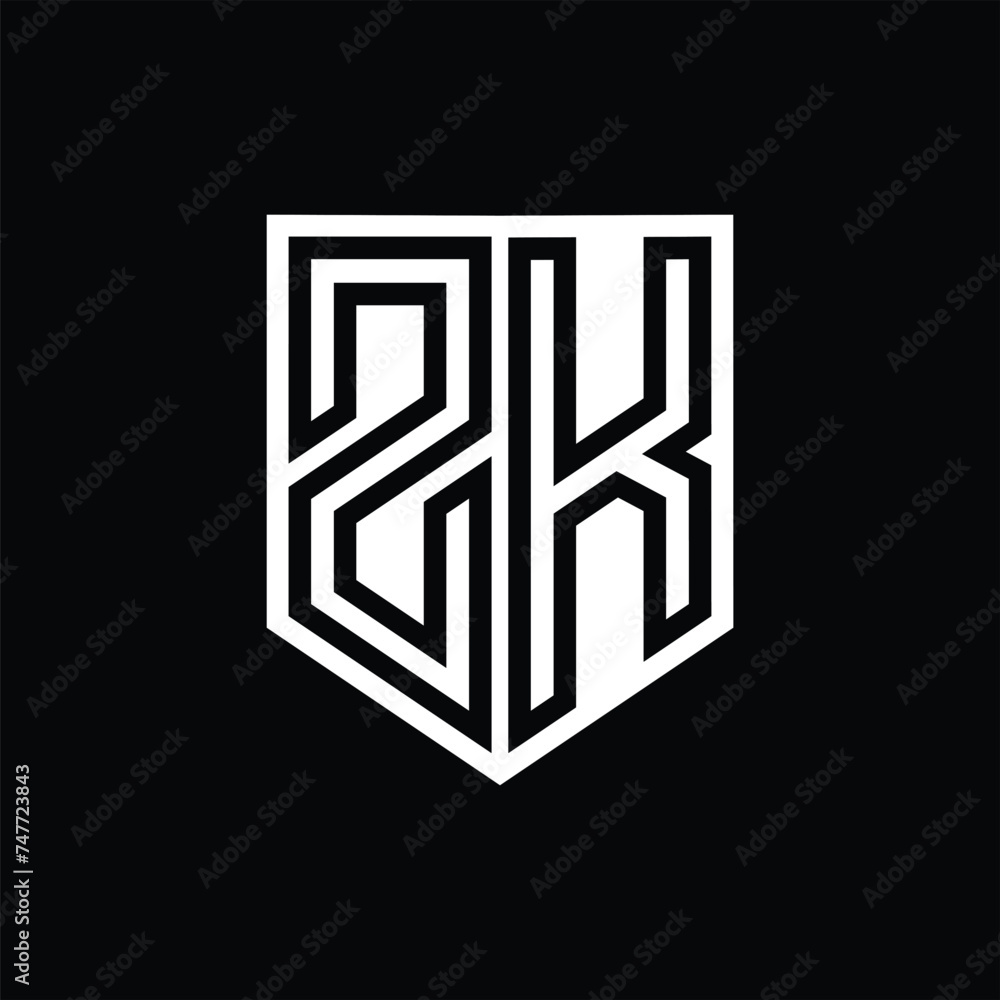 ZK Letter Logo monogram shield geometric line inside shield design template ZK Letter Logo monogram shield geometric line inside shield design template