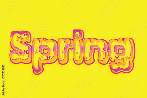 Spring Bloom Flower Pattern Text Effect