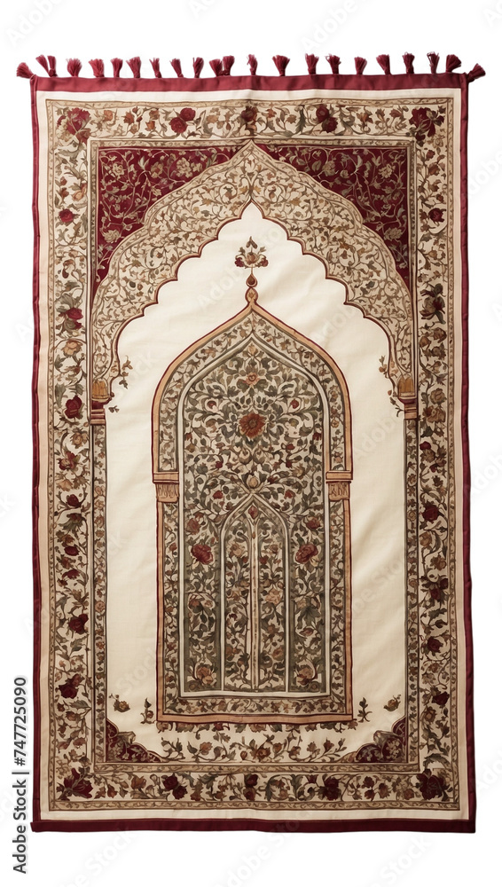 Muslim praying mat isolated on white background