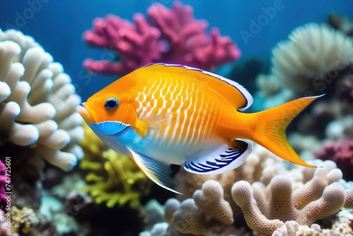 Colorful tropical fish on the background of a coral reef. © Ivan