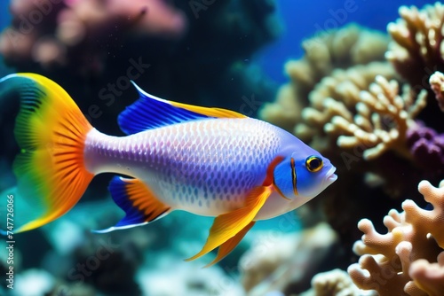 Colorful tropical fish on the background of a coral reef. © Ivan