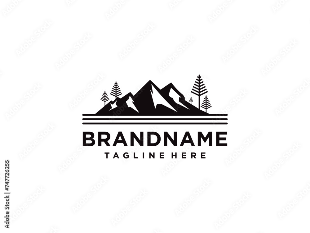 Abstract Mountain Logo.Usable for Business and Branding Logos. Flat Vector Logo Design Template Element.