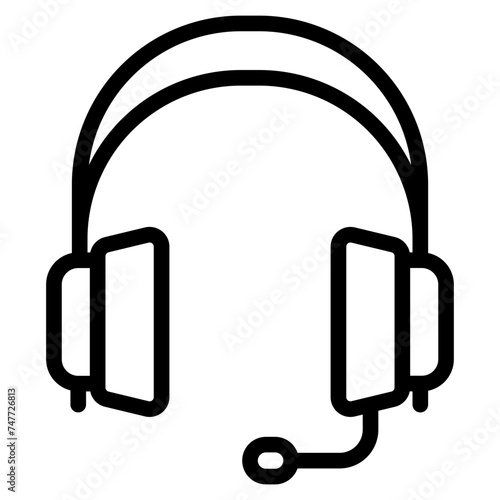 Customer service or customer support headset or headphones flat vector icon for apps and websites
