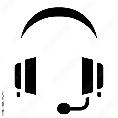 Customer service or customer support headset or headphones flat vector icon for apps and websites