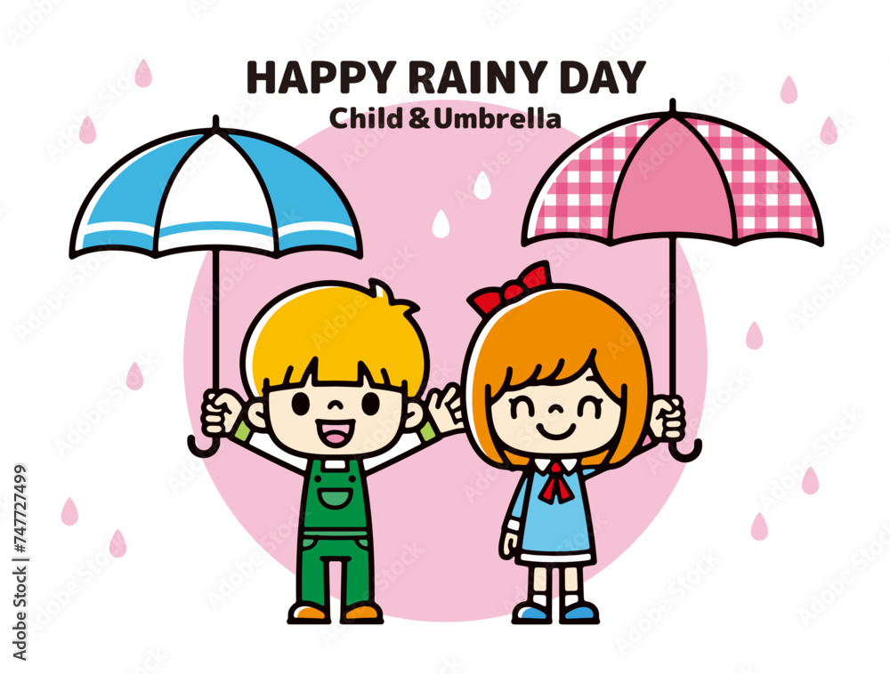 Clip art of boy and girl smiling and holding an umbrella Clip art of boy and girl smiling and holding an umbrella