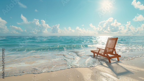 Beach chair on tropical beach, summer vacation and holiday © akarawit