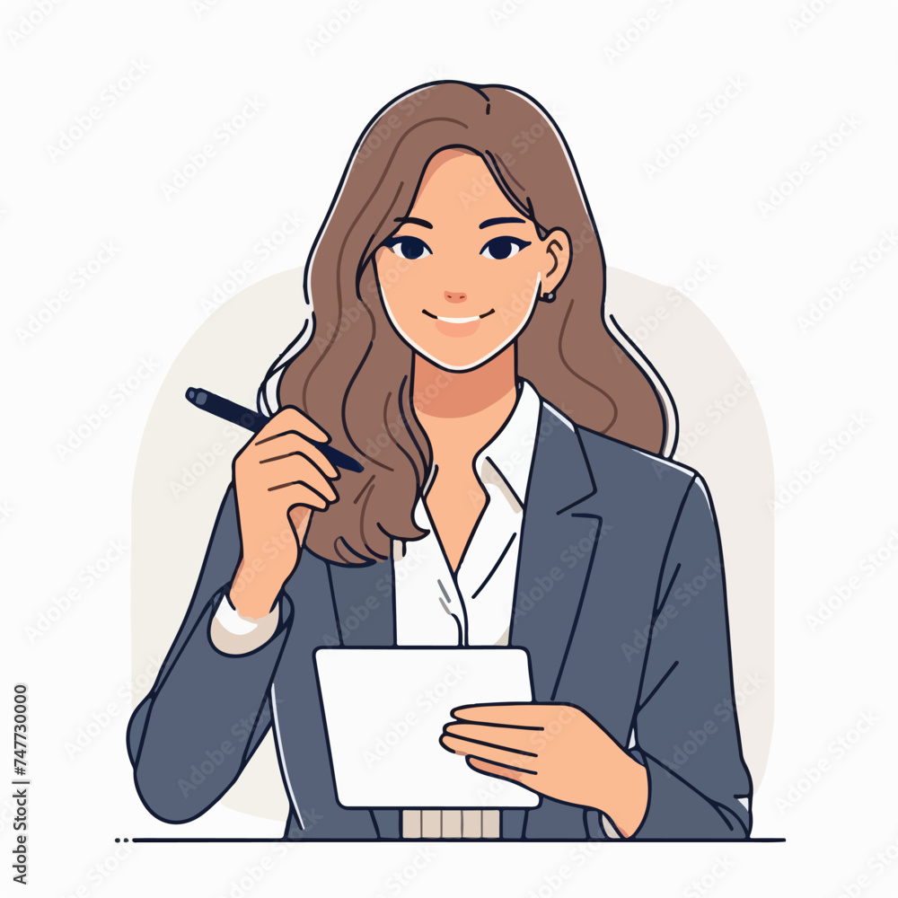 Flat design illustration of a beauty writer or copywriter Flat design illustration of a beauty writer or copywriter