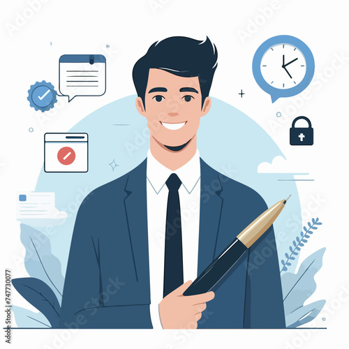 Flat design illustration of a professional writer or copywriter
