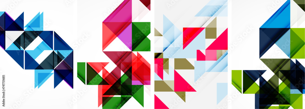 Triangle poster geometric background set Triangle poster geometric background set