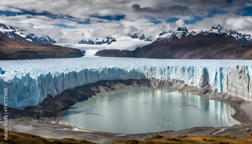 Vertical shot of moreno glacier santa cruz in argentina