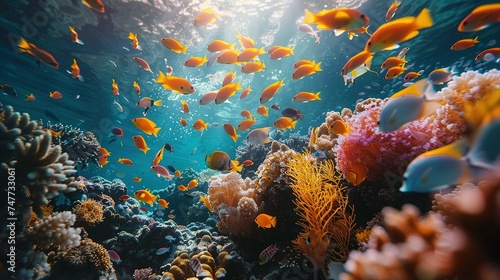 Amazing coral reef and fish,Incredible and amazing coral reefs full of multi colored fish and sea creatures, like an underwate © Dianne