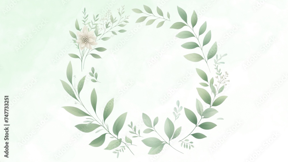 Fototapeta premium circle greenery watercolor frame