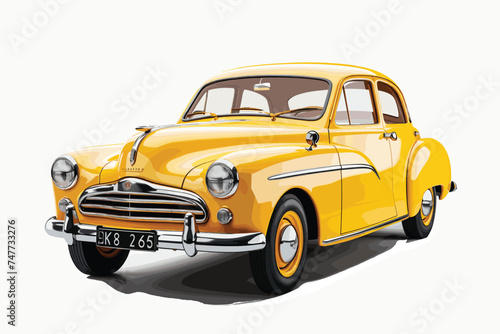 3D vintage yellow automobile white background © Tanjil Hasnat