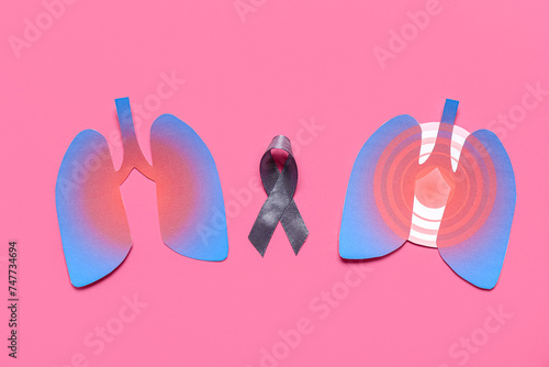 Paper lungs with grey ribbo...