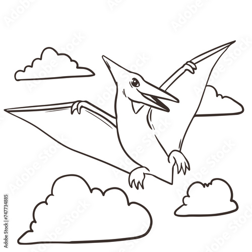 Flying Pterodactyl In The Clouds