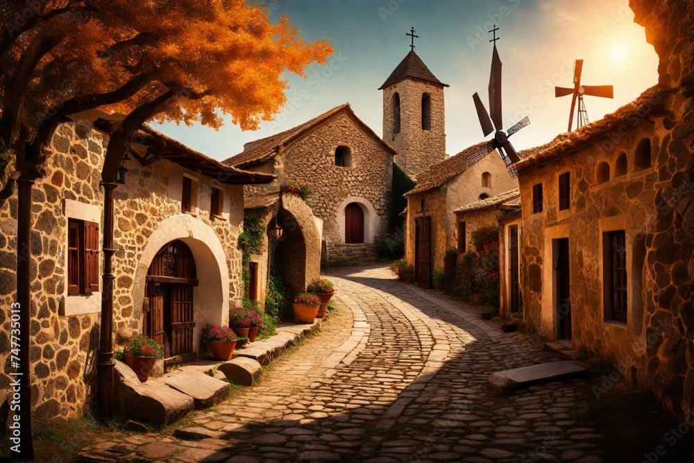 Fototapeta premium old street in the old town