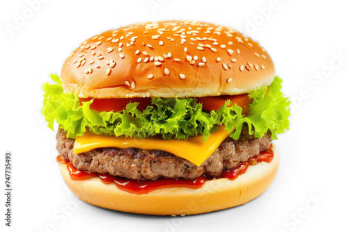 fresh tasty burger on transparency background PNG
