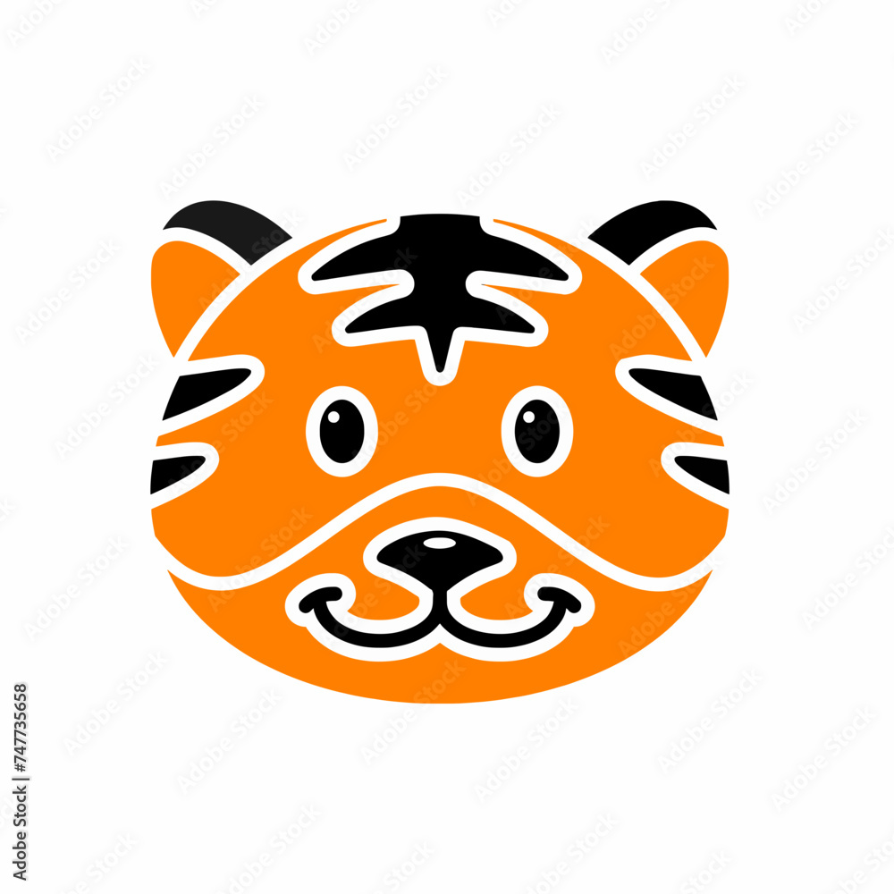 tiger cartoon character, vector, illustration