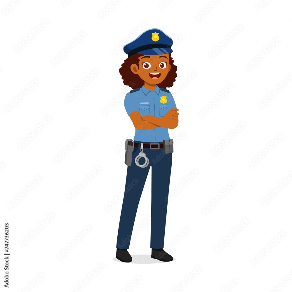police woman standing with arm folded