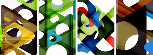 Abstract background set featuring captivating triangles. Harmonious blend of geometry and style, these designs bring modern flair