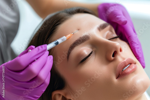 dermal filler for woman patient bokeh style background